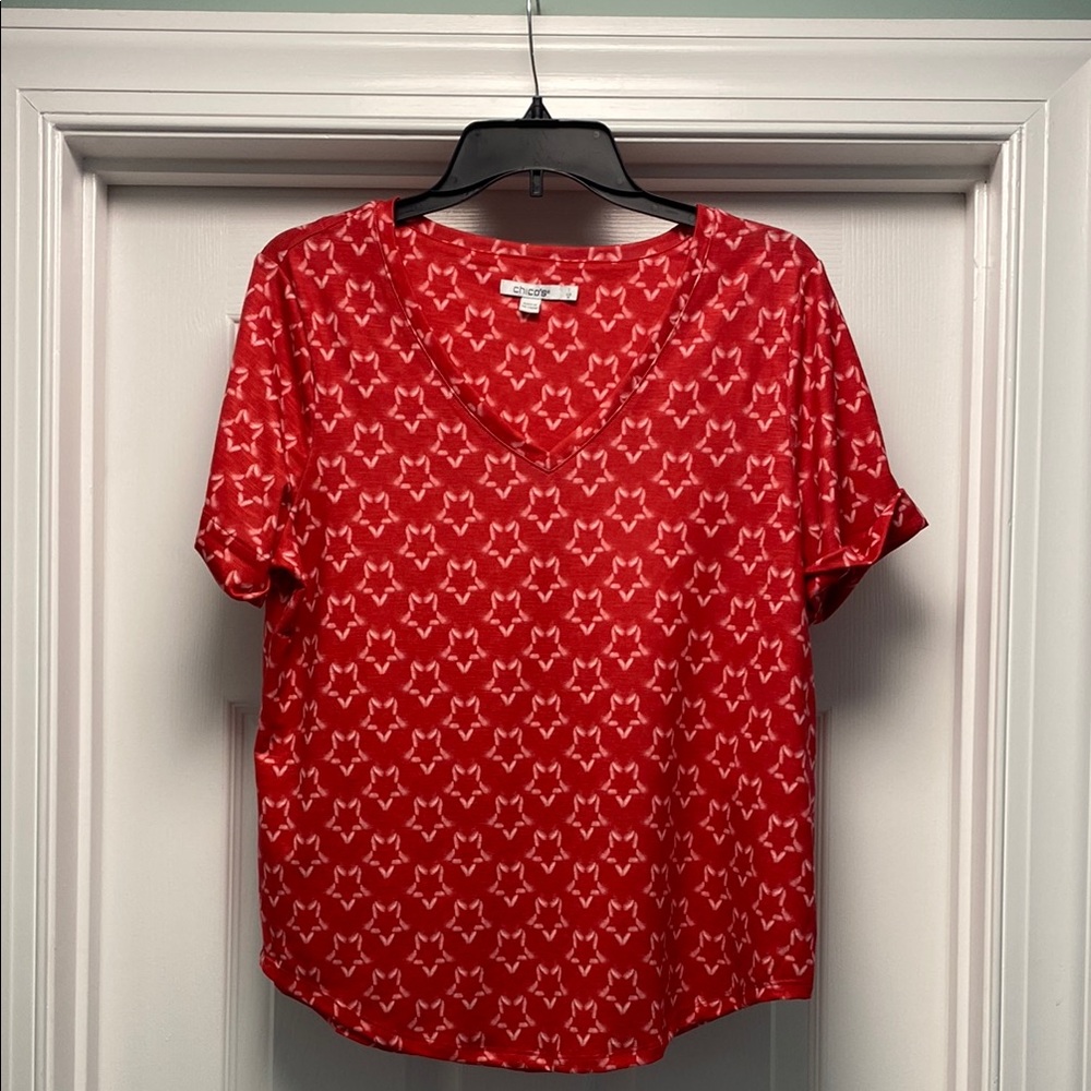 Chico's Red Boxy V neck  Tee